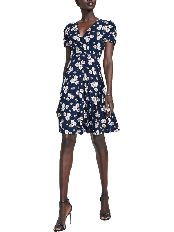 ladies-floral-dress-plus-size-poppy-Womens Floral Print Above Knee Wear to Work Dress