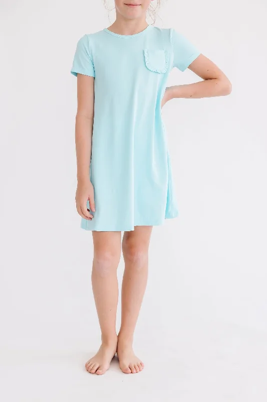 Women's shirt dress crisp pop -Aqua T-Shirt Dress