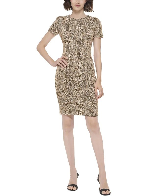 ladies-midi-dress-tropical-tango-Womens Tweed Midi Sheath Dress