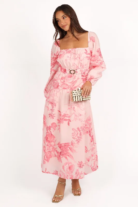 ladies-floral-dress-value-violet-Sharine Long Sleeve Dress - Pink Floral