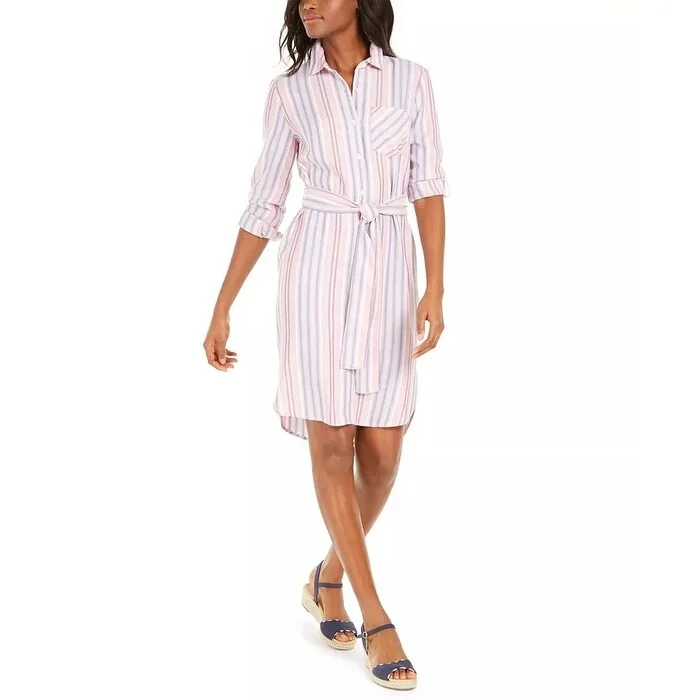 Women's shirt dress cool twist -Tommy Hilfiger Women's Striped Shirtdress Assorted Size 14