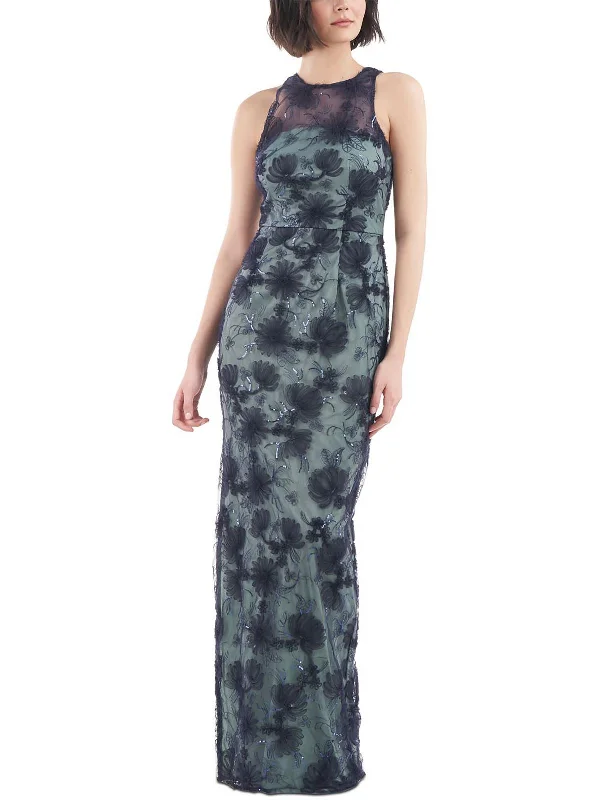 ladies-maxi-dress-daytime-drape-Womens Applique Maxi Evening Dress