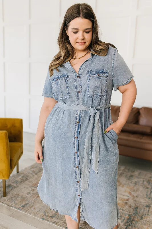 Women's shirt dress hub chic -Wait For It Denim Shirtdress