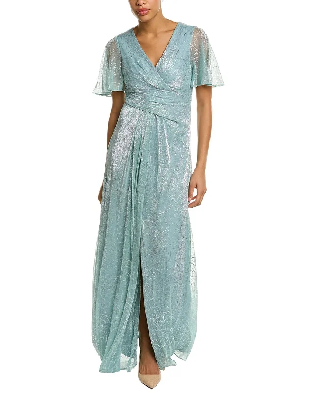 ladies-maxi-dress-delicate-drift-Adrianna Papell Embroidered Metallic Maxi Dress