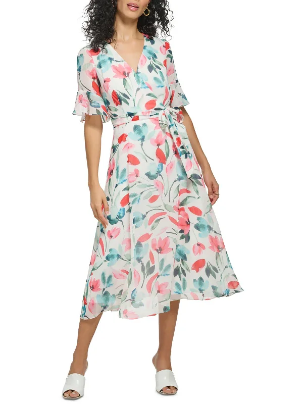 ladies-floral-dress-high-neck-heather-Womens Floral Print Sundress