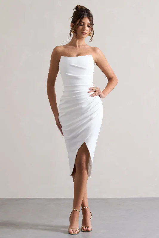 ladies-midi-dress-lavender-luxe-Soulmate | White Bandeau Midi dress