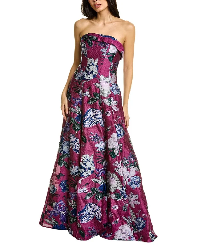 ladies-floral-dress-lilac-luster-Marchesa Notte Floral Fil-Coupé Gown