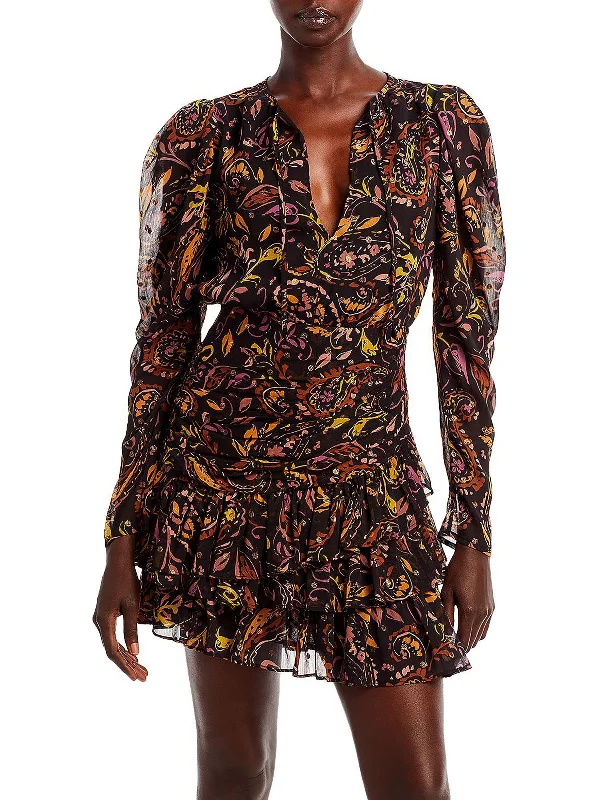 Women's mini dress wear chic -Womens Printed Short Mini Dress