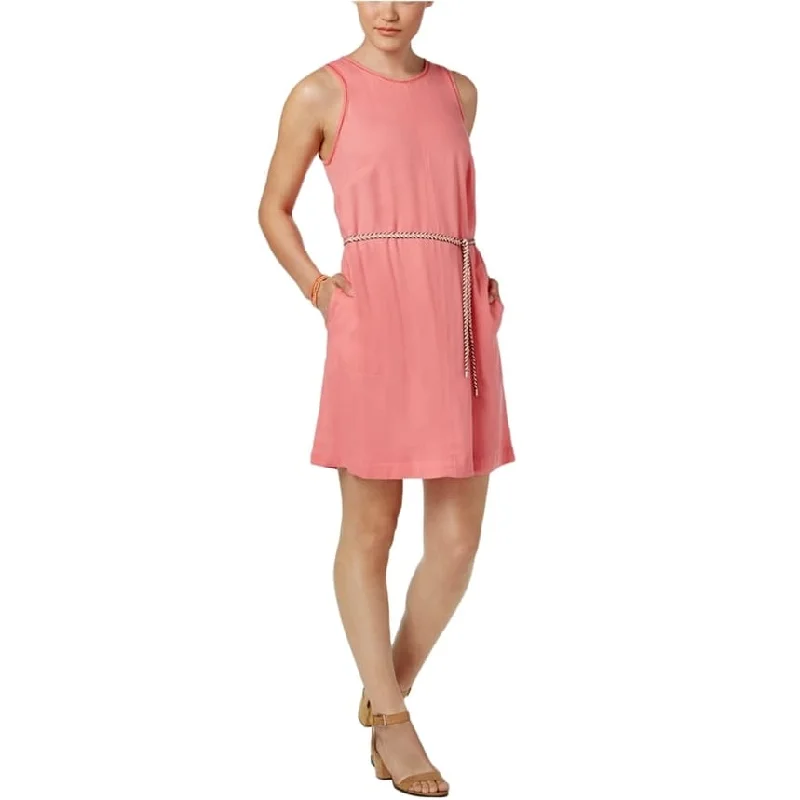 Women's shirt dress knee glow -G.H. Bass & Co. Womens Tie Shirt Dress, Pink, Large