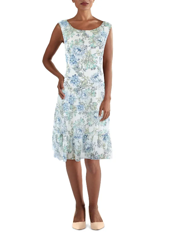 ladies-floral-dress-sophisticated-sprout-Womens Chiffon Floral Shift Dress