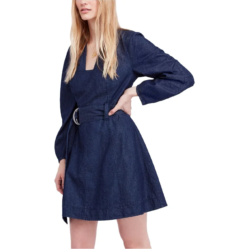 Women's shirt dress plum flair -Free People Womens Karmen Shirt Dress, Blue, X-Small