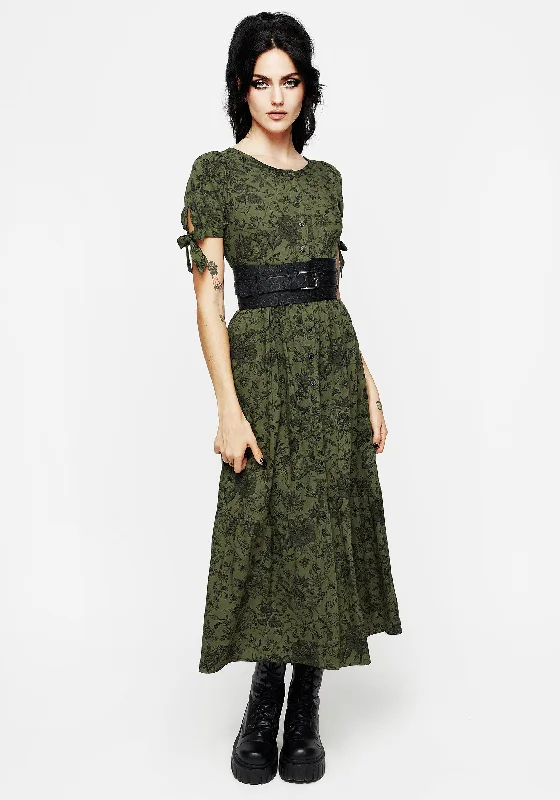 ladies-floral-dress-sheer-sprout-Meadowflowers Floral Print Button Up Tiered Midaxi Dress