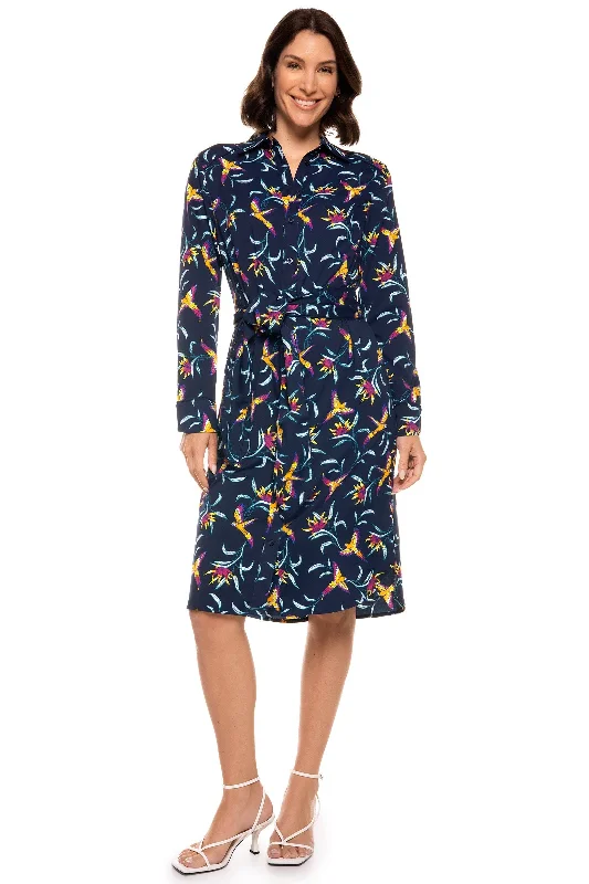 Women's shirt dress dine glow -Women's Kitts Shirt Dress | Navy Birds of Paradise