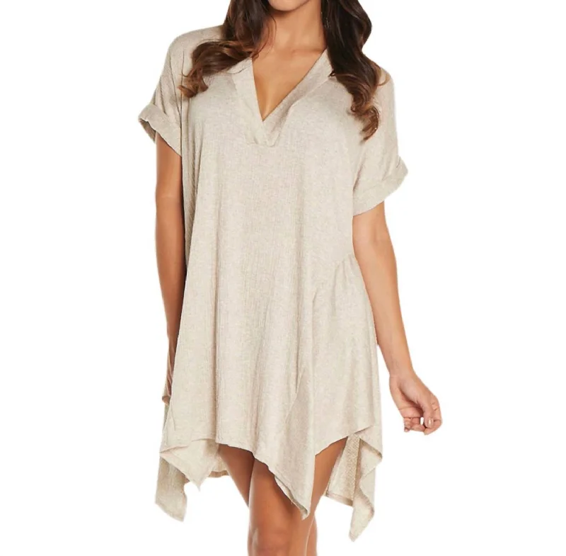 Women's shirt dress vast pop -Corbel V-Neck Shirt Dress In Taupe