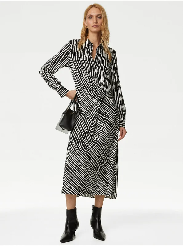 Women's shirt dress arc glow -Striped Midaxi Shirt Dress