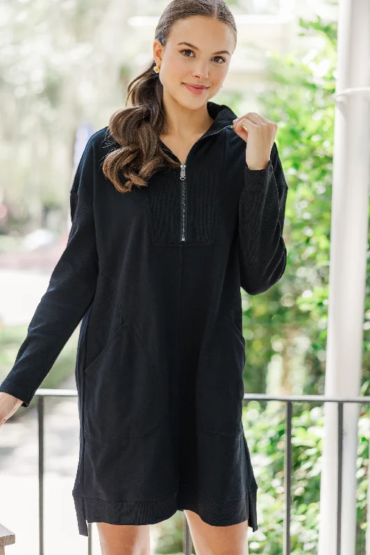 Women's shirt dress tall pop -Couldn't Be Happier Black Sweatshirt Dress