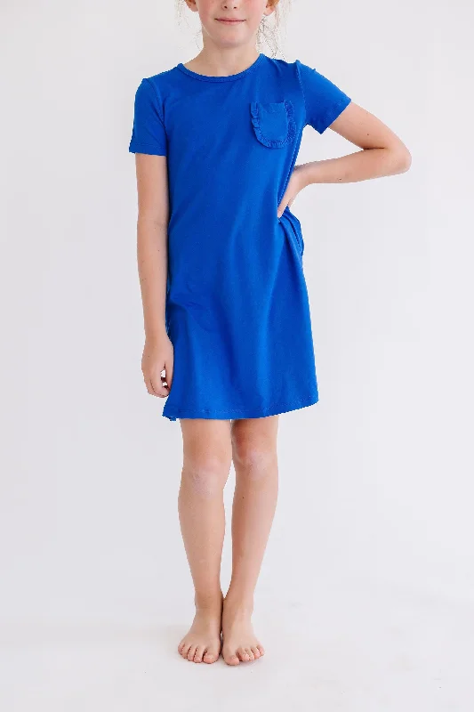 Women's shirt dress breezy vibe -Royal Blue T-Shirt Dress