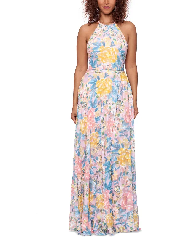 ladies-maxi-dress-wedding-waltz-Womens Floral Print Maxi Evening Dress