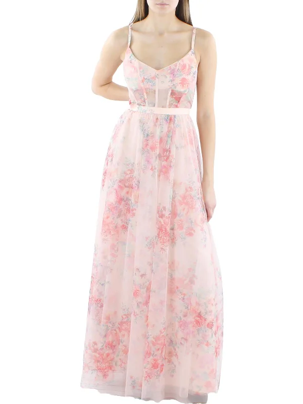 ladies-floral-dress-street-sage-Womens Floral Corset Evening Dress