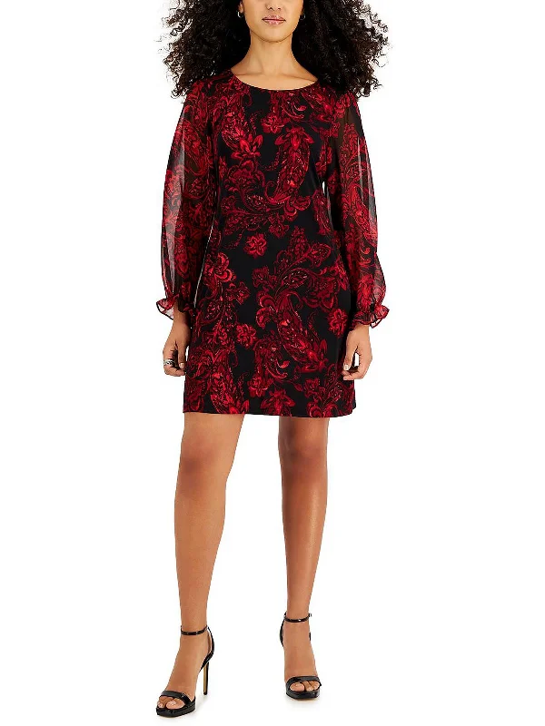 ladies-floral-dress-edgy-orchid-Petites Womens Printed Floral Sheath Dress