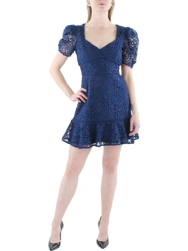 Women's mini dress trip pop -Womens Crochet Short Mini Dress