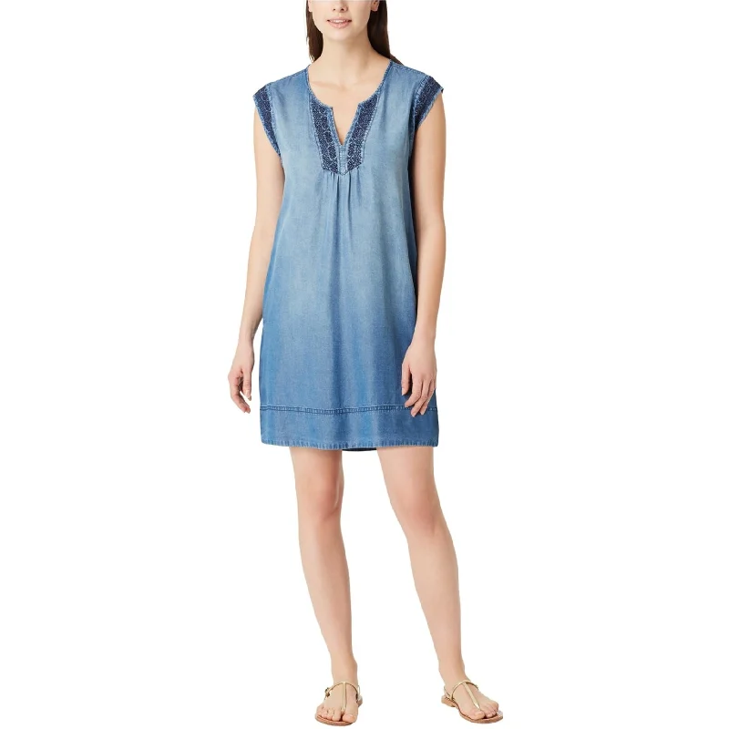 Women's shirt dress amber chic -Vintage America Womens Embroidered Shirt Dress, Blue, Small