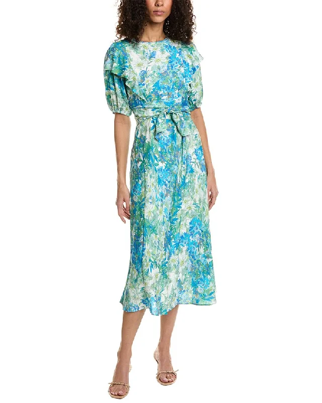 ladies-midi-dress-comfortable-charm-Ted Baker Puff Sleeve Midi Dress