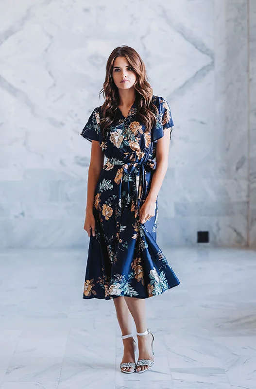 ladies-floral-dress-orchid-ode-Magnolia Navy Floral Dress - DM Exclusive - Nursing Friendly