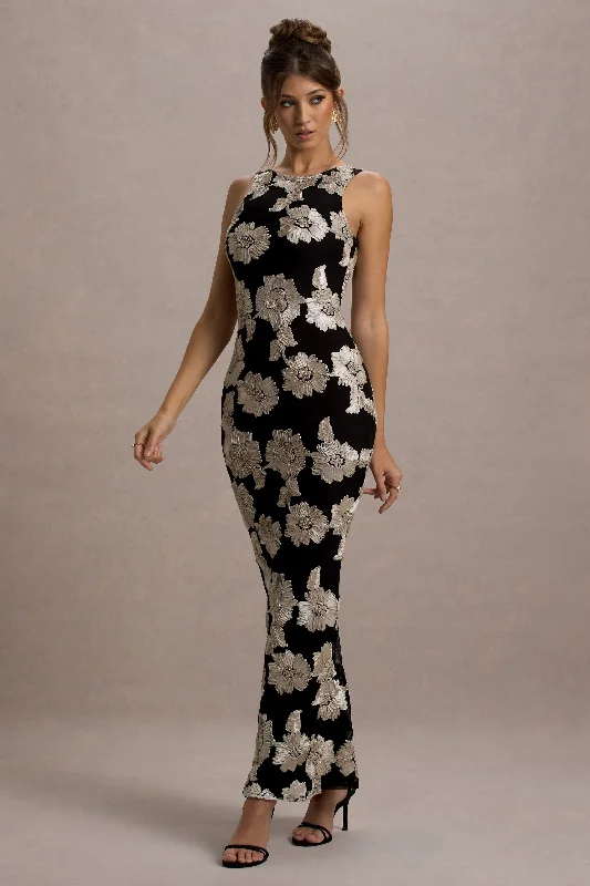 ladies-maxi-dress-orchid-opulence-Zoella | Ecru Floral Print Sleeveless Maxi Dress