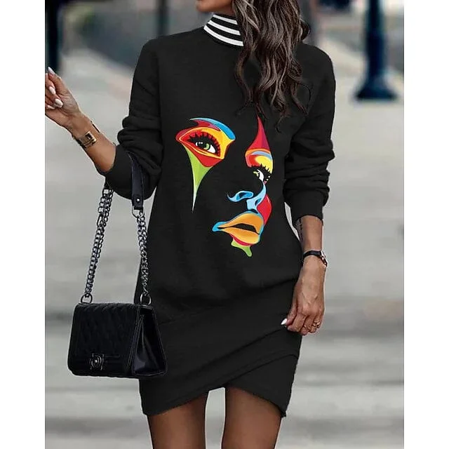 Women's shirt dress cool vibe -Women‚Äòs Turtleneck Sweatshirt Dress