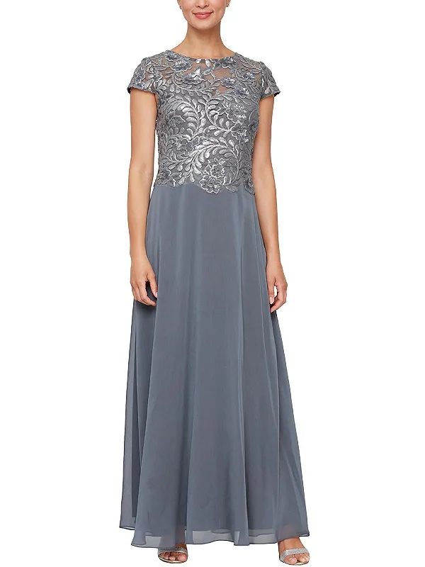 ladies-maxi-dress-short-sleeve-breeze-Petites Womens Embellished Maxi Evening Dress