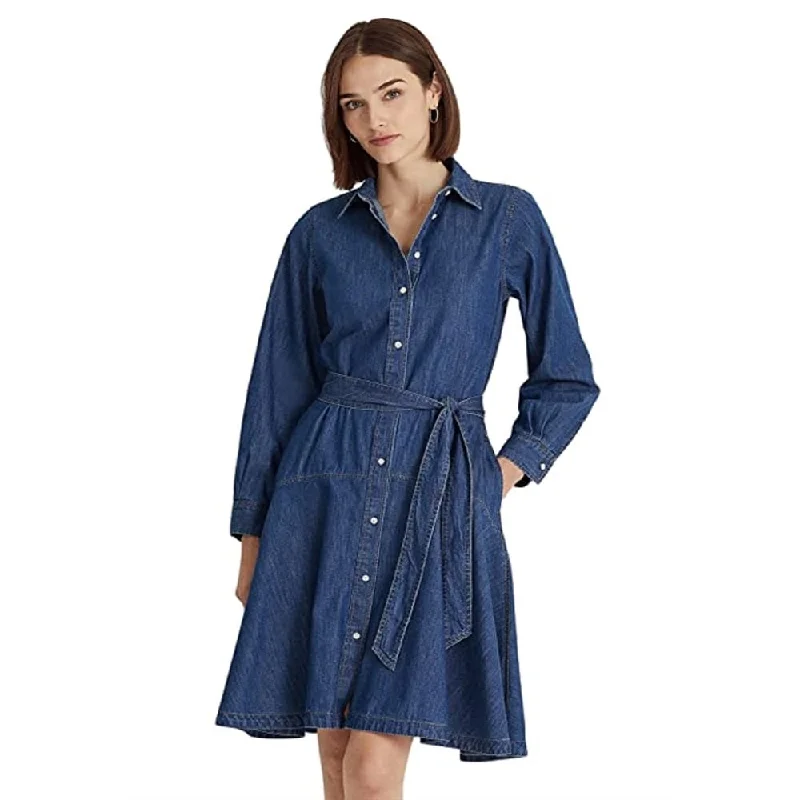 Women's shirt dress now chic -Ralph Lauren Women's Belted Denim Shirtdress Dress Blue Size 10