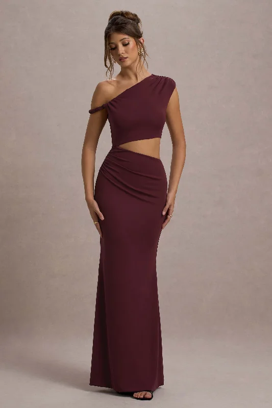 ladies-maxi-dress-sand-sway-Thaliana | Port Cut-Out Open-Back Maxi Dress