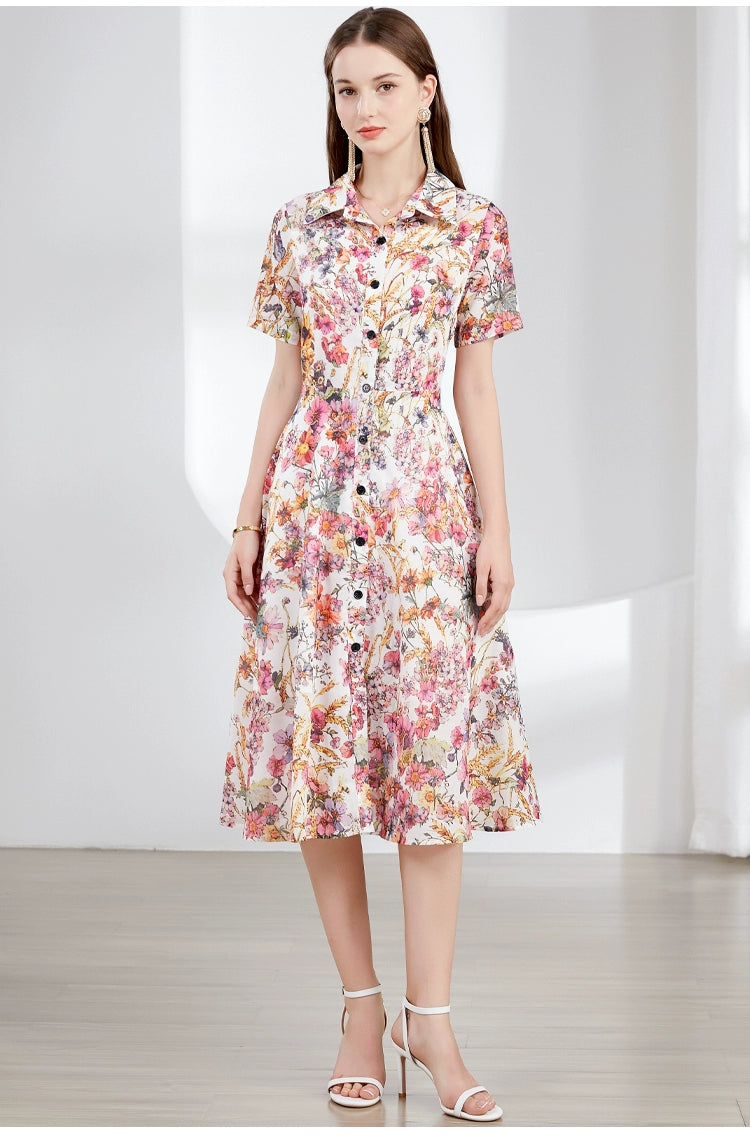 Women's shirt dress art pop -FLORAL SHIRT DRESS