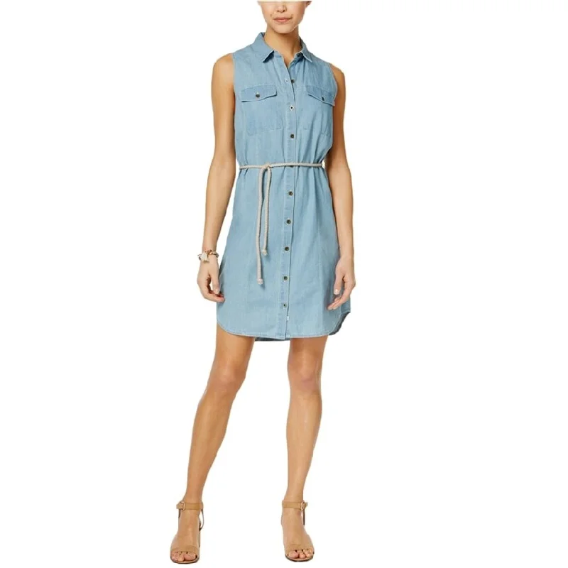 Women's shirt dress lace flair -G.H. Bass & Co. Womens Waist Tie Shirt Dress, Blue, Small