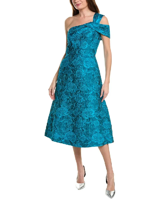 ladies-floral-dress-picnic-pansy-Teri Jon by Rickie Freeman Floral Jacquard A-Line Dress