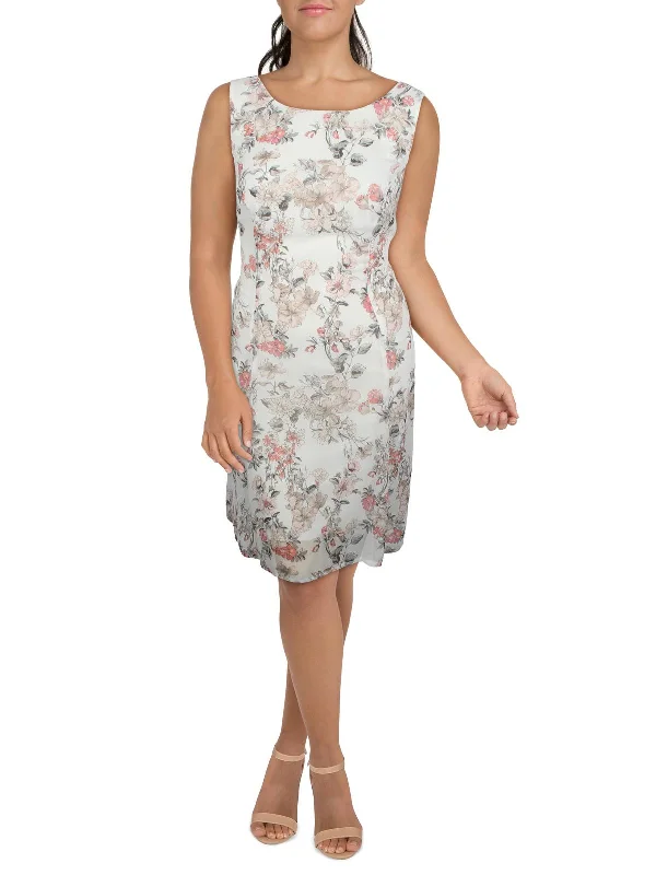 ladies-floral-dress-mesh-marigold-Plus Womens Chiffon Floral Shift Dress