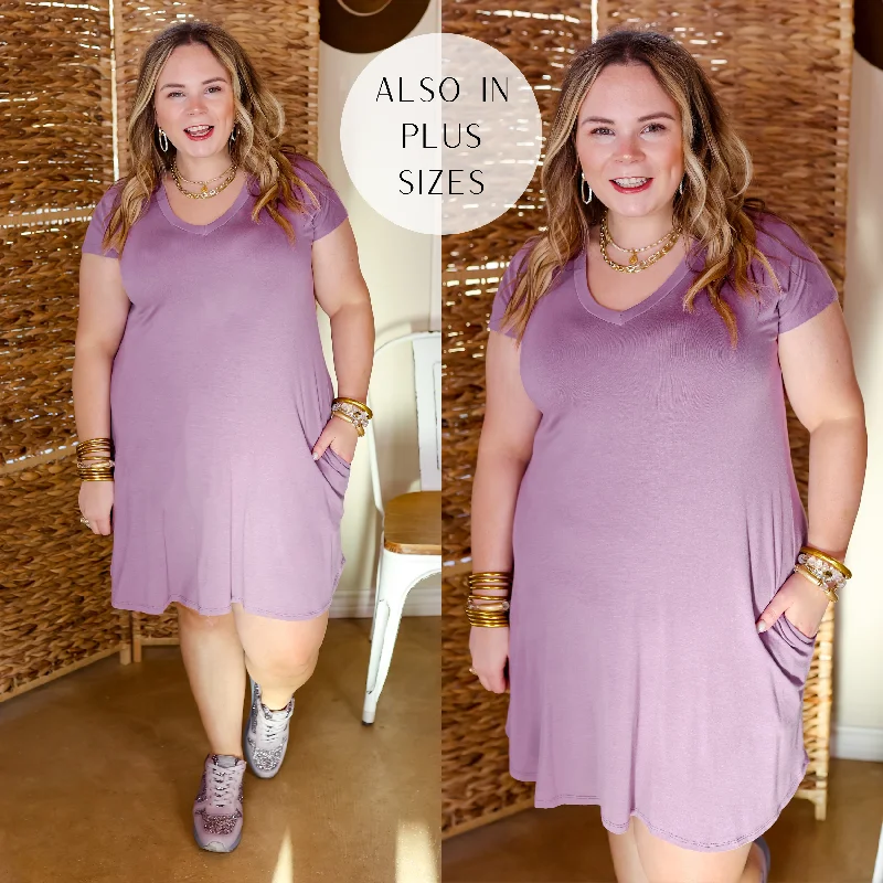 Women's shirt dress stem chic -Preferred Piece Tee Shirt Mini Dress in Dusty Purple