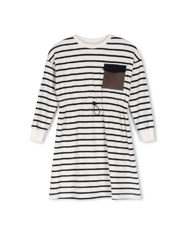 Women's shirt dress lane glow -Ben - Striped Sweatshirt Waisted Dress