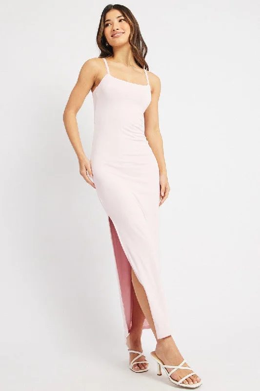 ladies-bodycon-dress-bold-bop-Pink Bodycon Dress Maxi Supersoft