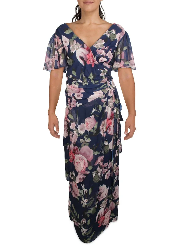 ladies-floral-dress-weekend-wisteria-Plus Womens Floral Ruffled Evening Dress