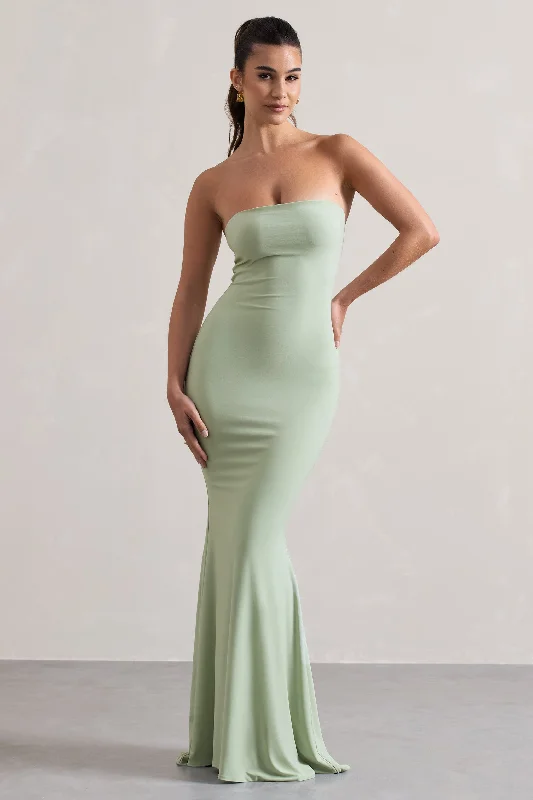 ladies-maxi-dress-chartreuse-charm-Ceremony | Pale Green Bandeau Maxi Dress