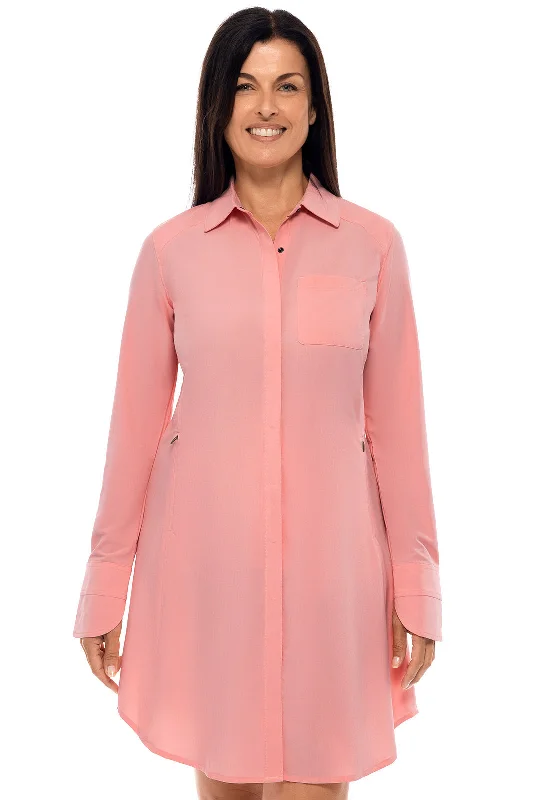 Women's shirt dress star chic -Women's Malta Travel Shirt Dress | Peachy Pink Shadow Stripe