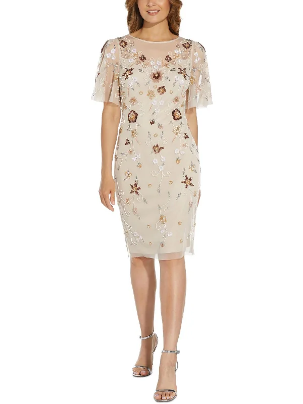 ladies-floral-dress-tiktok-tulip-Womens Embellished Floral Print Sheath Dress