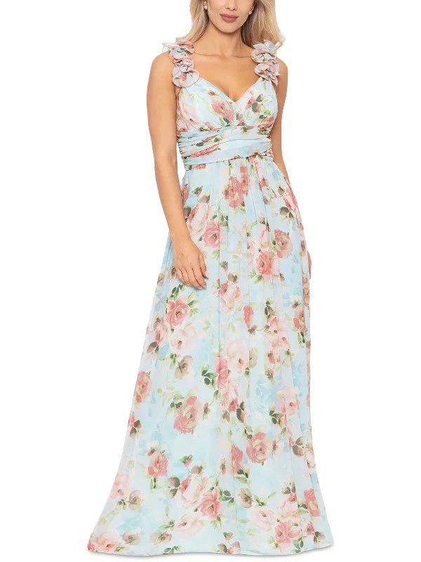 ladies-floral-dress-minimal-magnolia-Womens Chiffon Floral Evening Dress