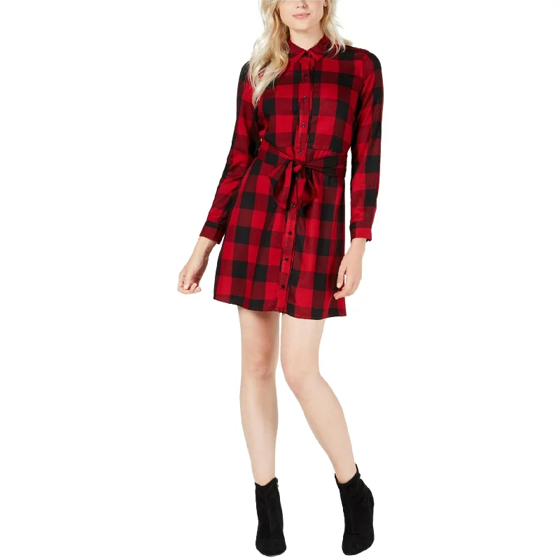 Women's shirt dress deep pop -maison Jules Womens Tie Front Shirt Dress, Red, Large