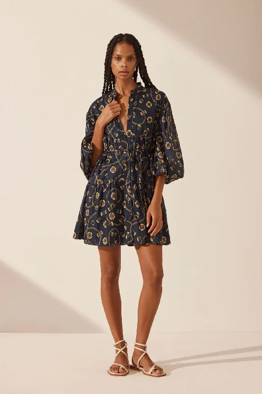 Women's shirt dress hot flair -VACANCE BALLOON SLEEVE SHIRT MINI DRESS