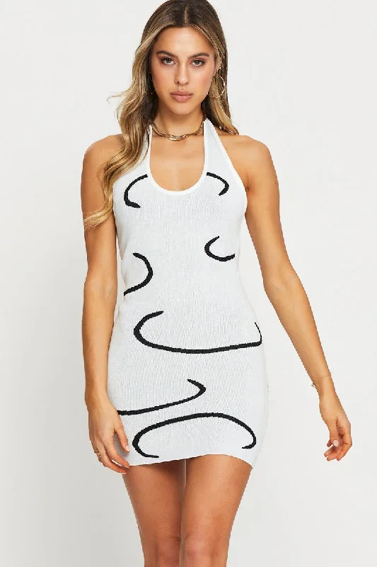 ladies-bodycon-dress-cotton-cling-White Knit Dress Bodycon