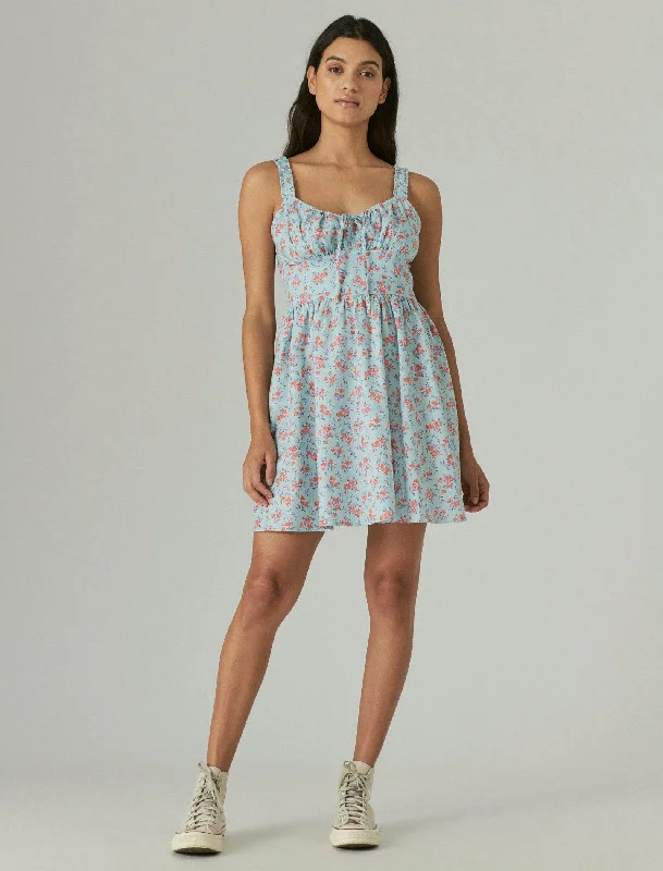 Women's mini dress cool flair -Lucky Brand Womens Shirred Mini Dress