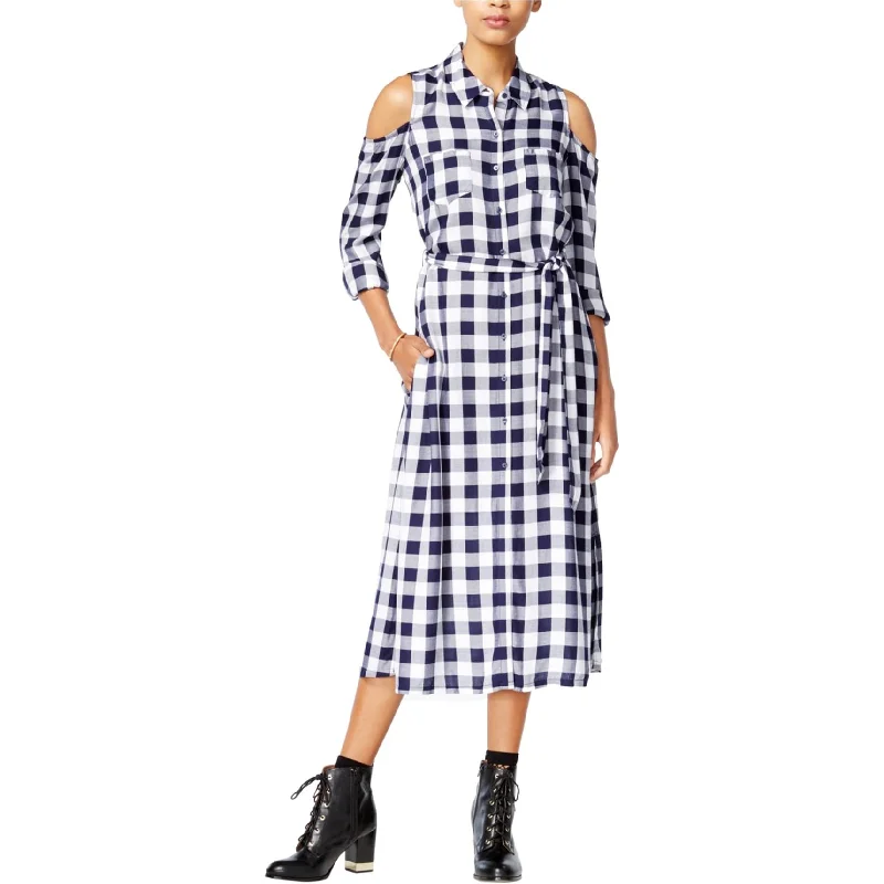 Women's shirt dress flare glow -Maison Jules Womens Check Shirt Dress